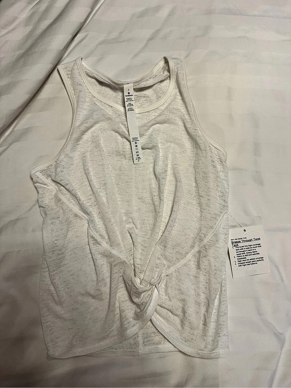 Lululemon Breeze Through Twist Tank in White 2 NWT